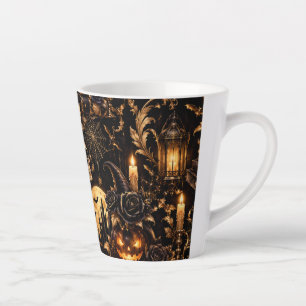 Gothic Gold Halloween Latte Mug 12 oz