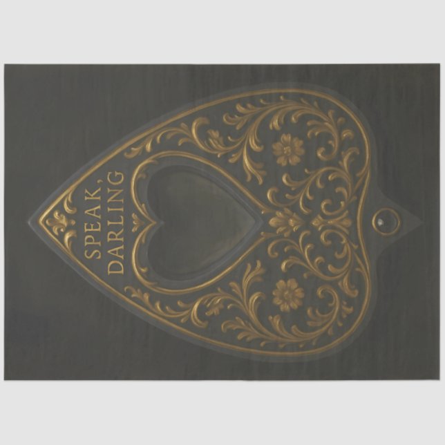 Gothic Gold Planchette Speak Darling Art Decoupage Tissue Paper (Front)