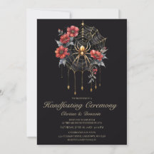 Gothic Gold & Red Spider Floral Web Handfasting