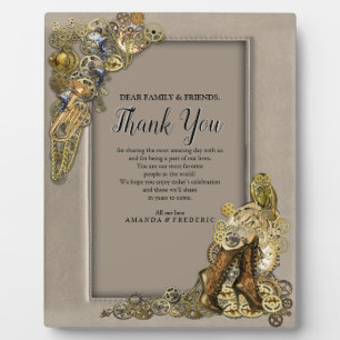Gothic-Gold Steampunk Thank You On leather Plaque