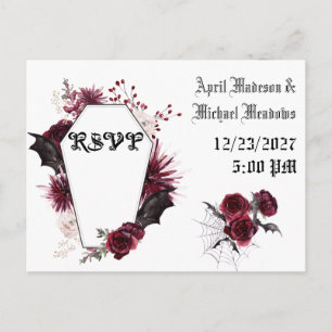Gothic Goth Bats Dark Invitation Wedding RSVP Postcard