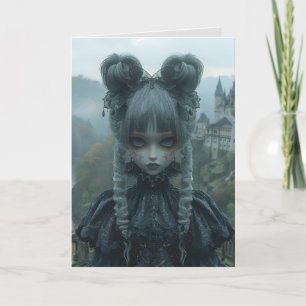Gothic Goth Girl HELLO Greeting Card