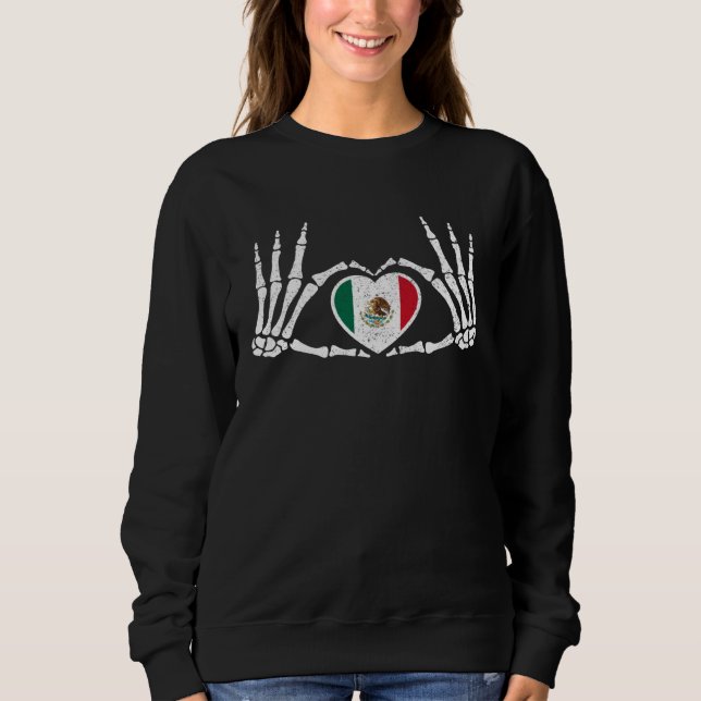Gothic Goth Skeleton Mexico Mexican Halloween Cost Sweatshirt (Front)