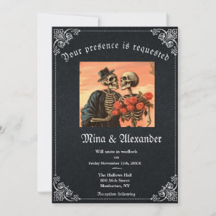 Gothic Goth Skeleton QR code Wedding