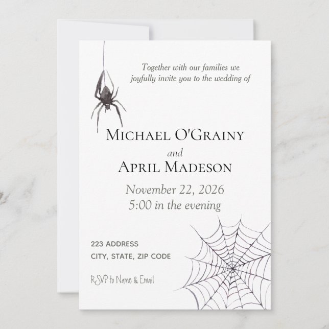 Gothic Goth Spider Web Dark Invitation Wedding (Front)