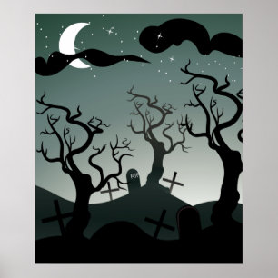 Gothic Graveyard graves trees Poster