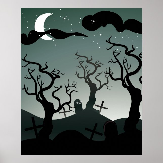 Gothic Graveyard graves trees Poster (Front)