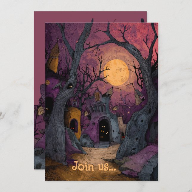 Gothic Graveyard Tim Burton-Inspired Invitation    (Front/Back)