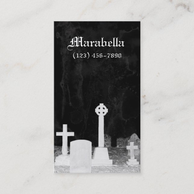 Gothic Graveyard Tombstones Business Card (Front)