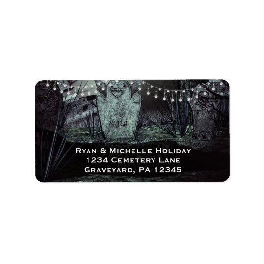 Gothic Graveyard with Enchanting Lights Address Address Label