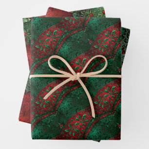 Gothic Green and Red Christmas Wrapping Paper Sheet