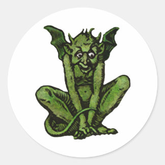 Gothic Green Goblin Fantasy Demon Creature Classic Round Sticker