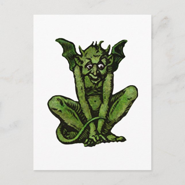 Gothic Green Goblin Fantasy Demon Creature Postcard (Front)
