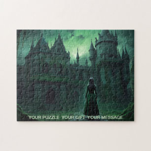 Gothic Green House of shadows and elegance  Jigsaw Puzzle