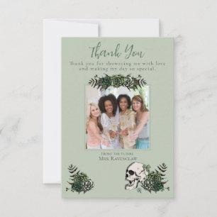 Gothic Green Skull and Flowers Irish Bridal Shower Thank You Card
