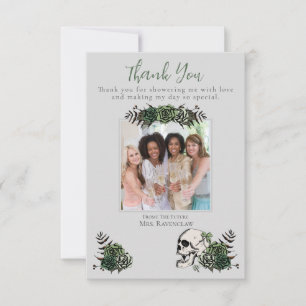 Gothic Green Skull and Flowers Irish Bridal Shower Thank You Card