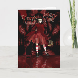 Gothic Greeting Card, Gothic Doll Cute Card