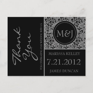 Gothic Grey/Black Flourish Thank You Postcard
