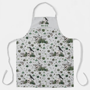 Gothic Grey Bride or Die Floral Skull Wedding Apron