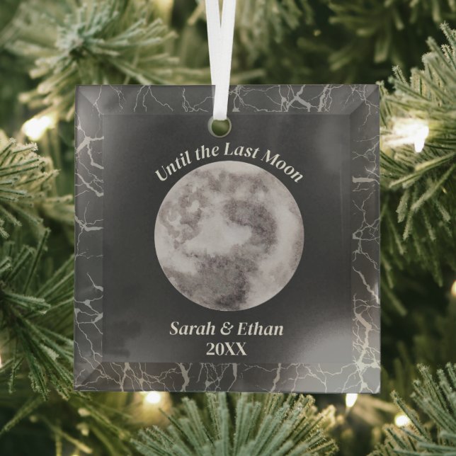 Gothic Grey Full Moon Dark Glass Tree Decoration (Insitu)