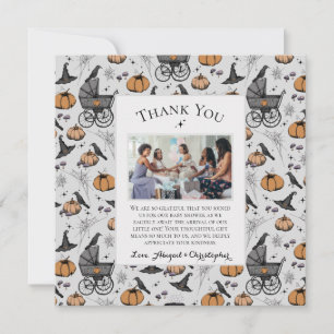 Gothic Grey Victorian Baby Carriage Thank You Card