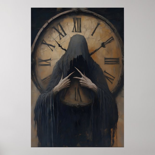 Gothic Grim Reaper Clock Art Printable Dark Poster (Front)