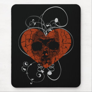 Gothic Grunge Broken Heart Skull Mouse Mat