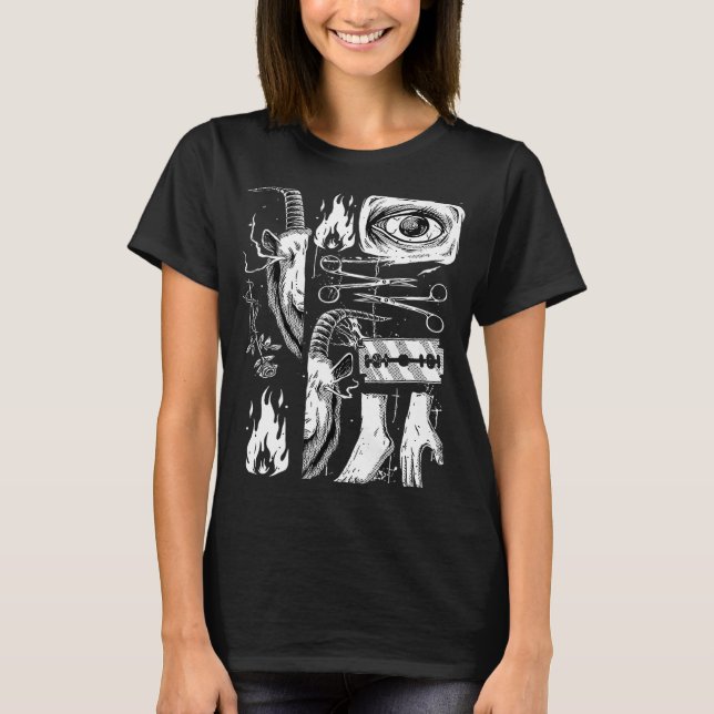 Gothic Grunge Edgy Baphomet Sharp Objects emo Occu T-Shirt (Front)