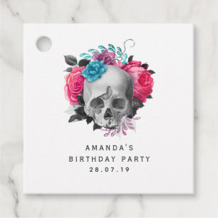 Gothic Grunge Floral Skull Favour Tags