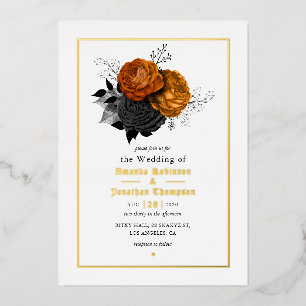 Gothic Grunge Floral Wedding Foil Invitation