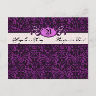 Gothic Grunge Fuchsia Birthday Party Reply RSVP Invitation Postcard