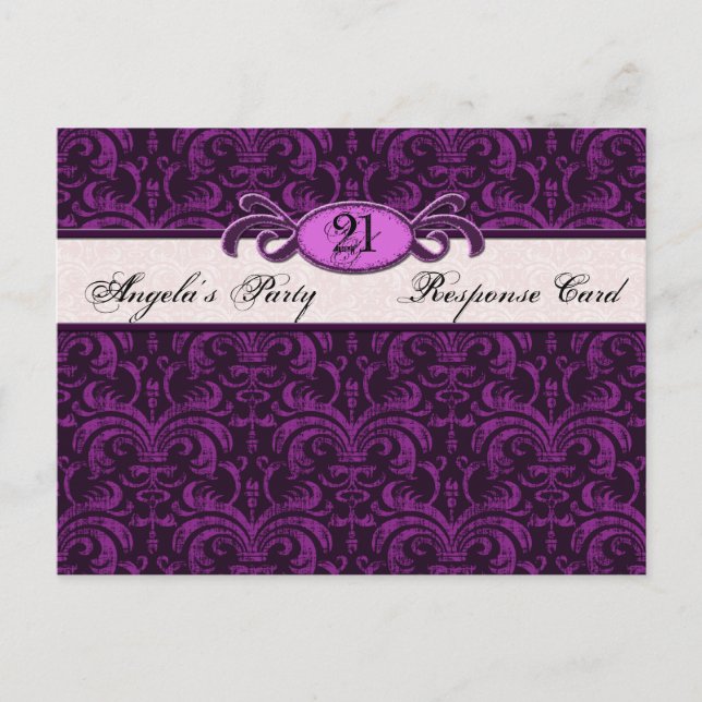 Gothic Grunge Fuchsia Birthday Party Reply RSVP Invitation Postcard (Front)