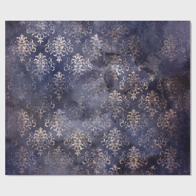 Gothic Grunge Indigo  Wrapping Paper (Flat)