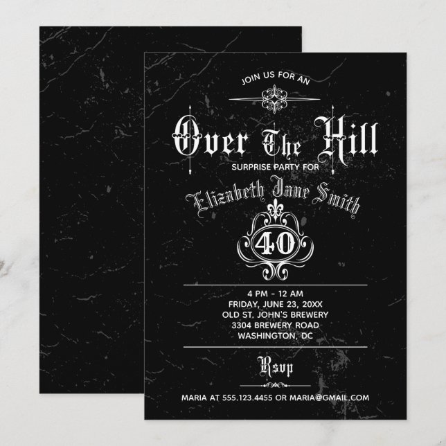 Gothic Grunge Over The Hill Party Invitation (Front/Back)