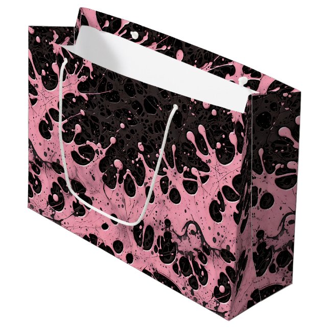 Gothic Grunge Pink Paint Splash Large Gift Bag (Front Angled)