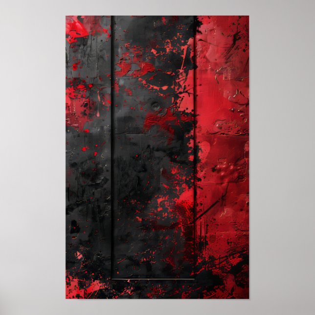Gothic Grunge Vanta Black & Red Poster (Front)