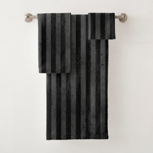 Gothic Grungy Black Stripe Bath Towel Set
