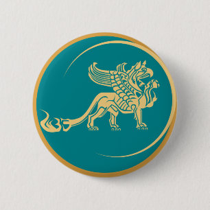 gothic gryphon 6 cm round badge