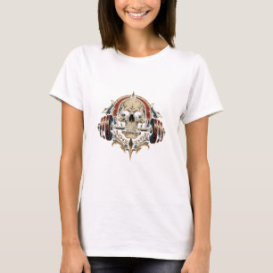 Gothic Gym Skull Barbell Art T-Shirt