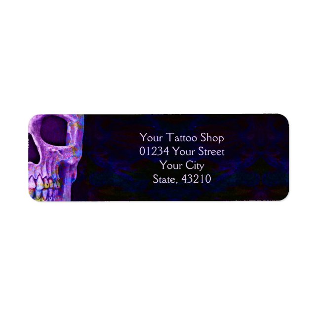 Gothic Half Skull Face Purple Blue Tattoo Shop (Front)
