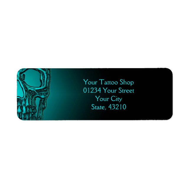 Gothic Half Skull Head Teal Green Tattoo Shop (Front)