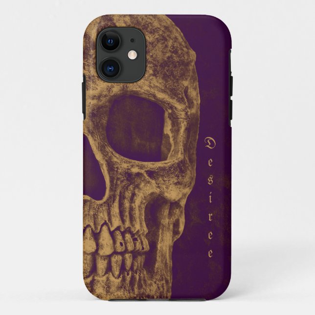 Gothic Half Skull Purple Gold Grunge Cool Case-Mate iPhone Case (Back)