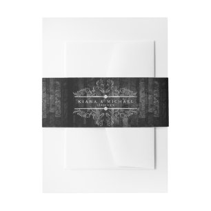 Gothic Hallowedding Scrollwork B&W ID866 Invitation Belly Band