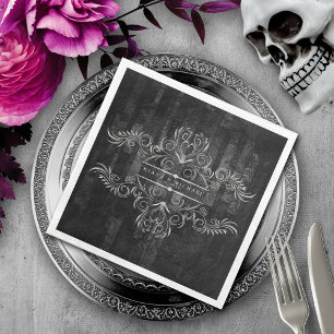 Gothic Hallowedding Scrollwork ID866 Napkin