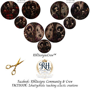 Gothic Halloween 12 & 8" Round Decouapge Wrapping Paper Sheet