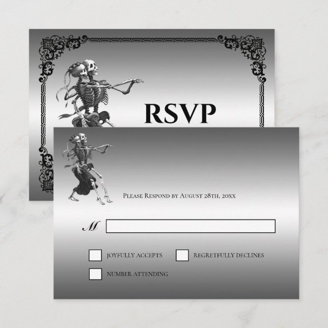 Gothic Halloween Alternative Wedding RSVP Card (Front/Back)