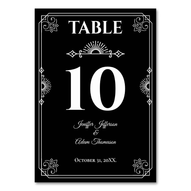 Gothic Halloween Alternative Wedding Table Number (Front)