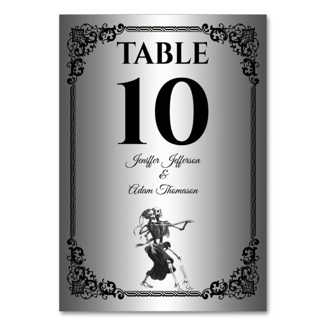 Gothic Halloween Alternative Wedding Table Number (Front)