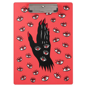 Gothic Halloween Art – Black Hand Spooky Eyes Clipboard