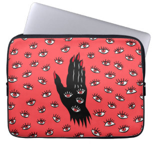 Gothic Halloween Art – Black Hand Spooky Eyes Laptop Sleeve